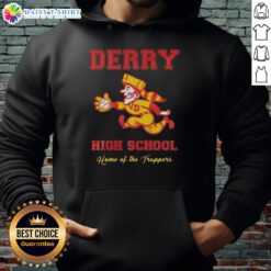 Awesome Derry High School Home of the Trappers hoodie in vibrant colors, showcasing school spirit and style.