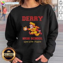 Awesome Derry High School Home of the Trappers sweatshirt in blue, featuring the school's logo and sporty design.