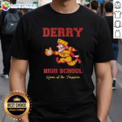 Alt Text: Awesome Derry High School Home Of The Trappers T-Shirt featuring school colors and logo, perfect for fans and students.