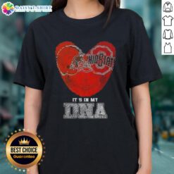 Awesome Fingerprints Cleveland Browns X Ohio State Buckeyes It's In My DNA Ladies Tee showcasing team spirit and style.