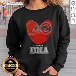 Alt Text: Cleveland Browns and Ohio State Buckeyes sweatshirt with 'It's In My DNA' design, featuring awesome fingerprint graphics.