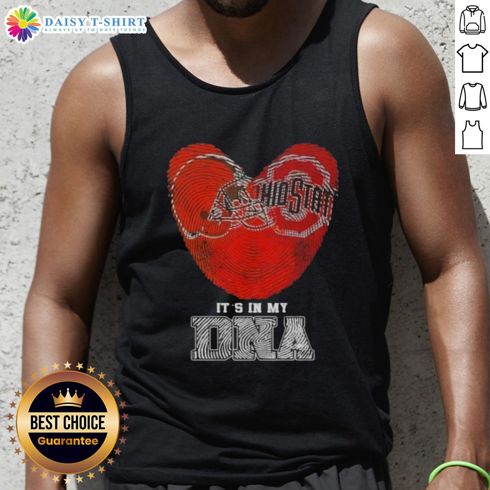 Awesome Fingerprints Cleveland Browns X Ohio State Buckeyes It's In My DNA tank top featuring team logos and vibrant design.