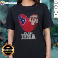 Awesome Fingerprints Houston Texans X Texas A&M Aggies It's In My DNA Ladies Tee showcasing team spirit and style.