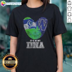 Awesome Seattle Seahawks x Washington Huskies ladies tee featuring fingerprint design, perfect for fans and game day.