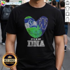 Alt Text: Awesome Fingerprints Seattle Seahawks X Washington Huskies T-Shirt showcasing team spirit and pride in my DNA.