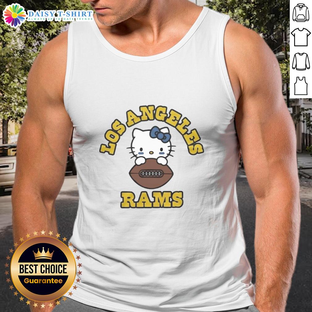 Awesome Hello Kitty x Los Angeles Rams football tank top featuring a cute design, perfect for game day and fans.