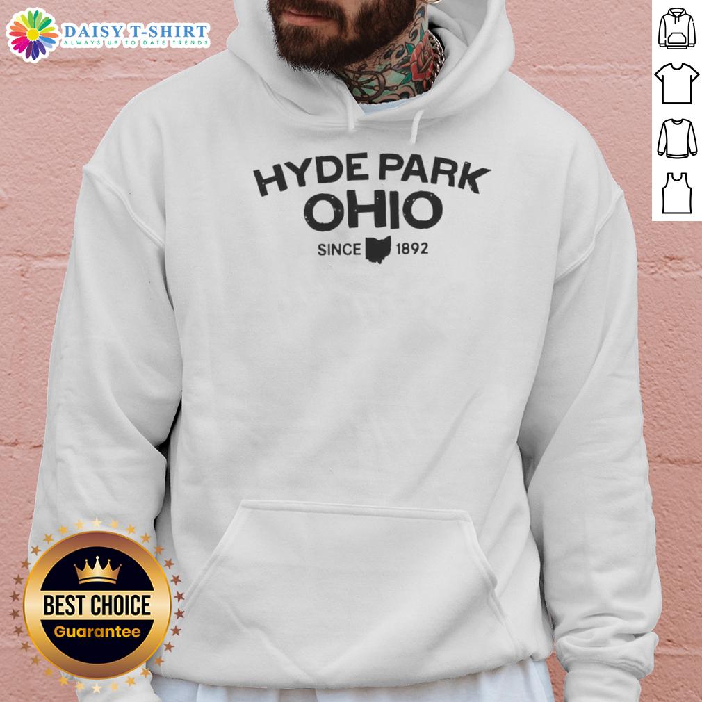Stylish Awesome Hyde Park Ohio Since 1892 hoodie displayed on a wooden background, perfect for local pride.