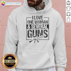 Awesome vintage hoodie featuring 'I Love One Woman And Several Guns' design, perfect for gun enthusiasts and casual wear.