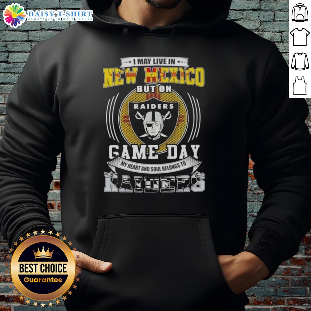 Alt Text: Person wearing a Las Vegas Raiders football hoodie, showcasing pride for the team while living in New Mexico.