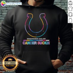 Awesome Indianapolis Colts Football hoodie in vibrant colors supporting cancer awareness with a bold 'Cancer Sucks' logo.