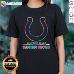 Awesome Indianapolis Colts football tee with colorful cancer awareness logo for ladies.