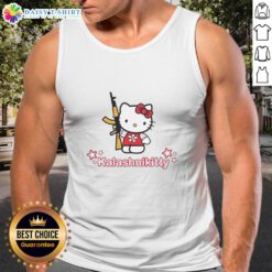 Alt Text: Stylish Awesome Kalashnikitty tank top featuring a unique blend of Kalashnikov and Hello Kitty designs.