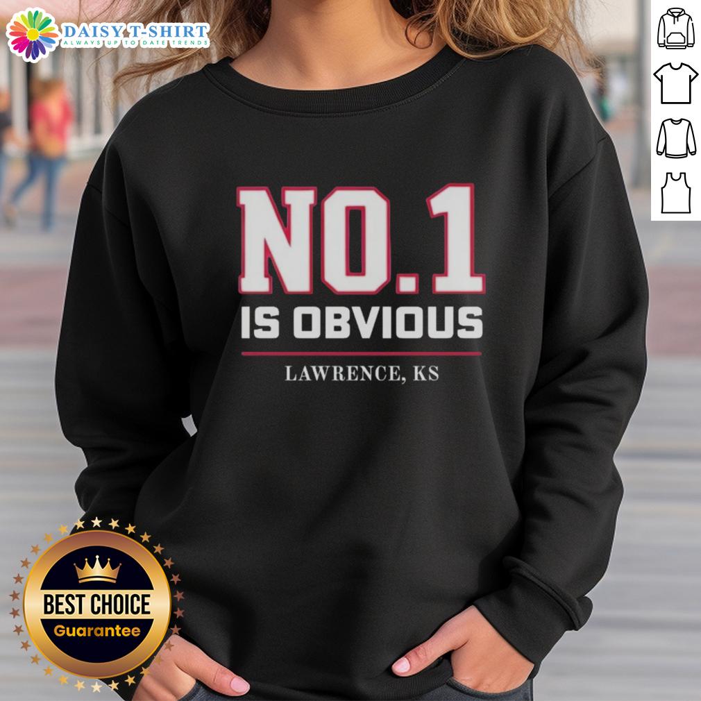 Alt Text: Awesome Kansas No. 1 Lawrence KS sweatshirt featuring bold graphics and a comfortable fit for fans and locals.