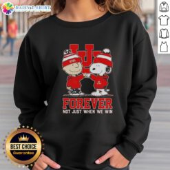 Alt Text: Awesome Peanut Snoopy and Charlie Brown sweatshirt for Utah Utes fans, featuring 'Forever Not Just When We Win' slogan.