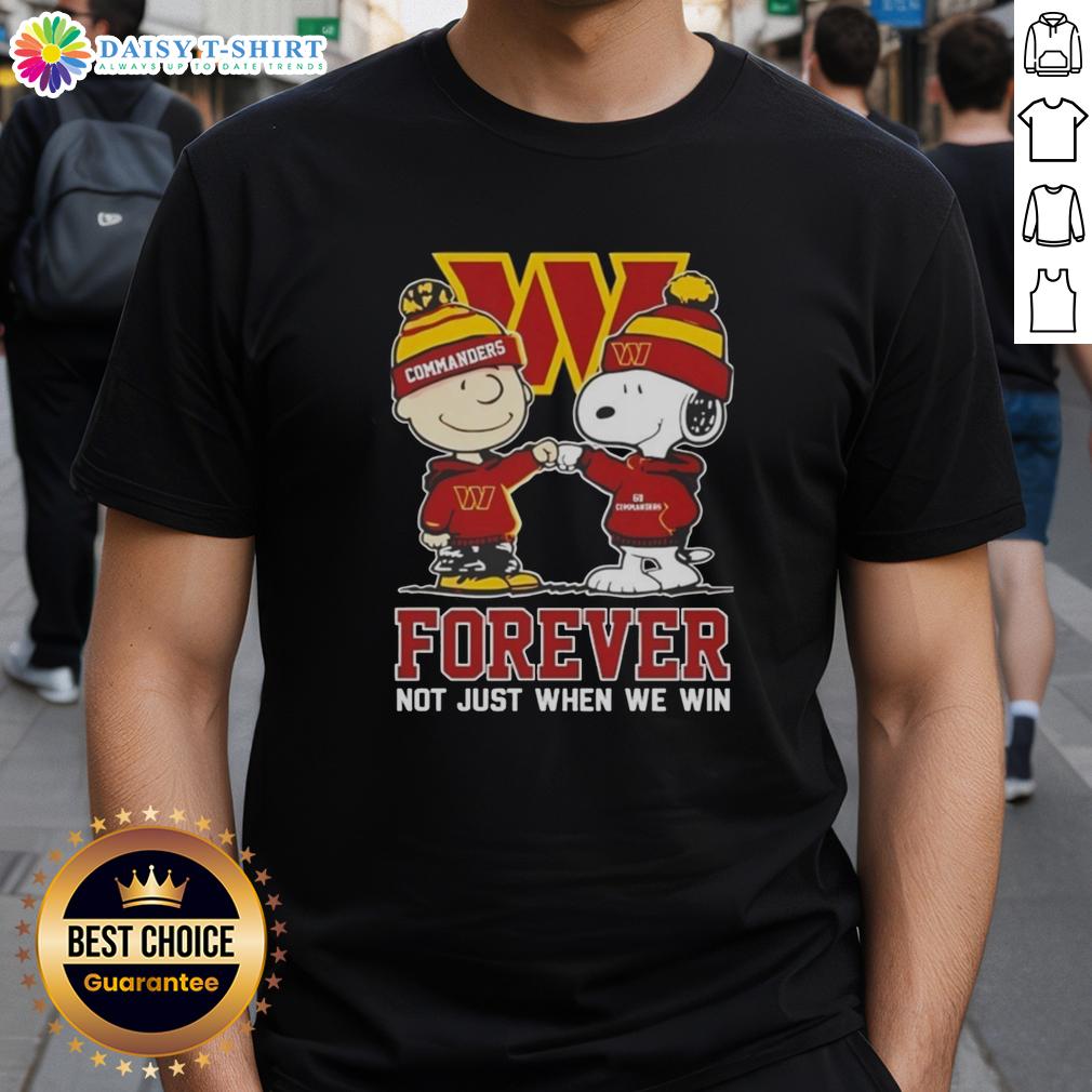 Alt Text: Awesome Peanut Snoopy Charlie Brown t-shirt featuring Washington Commanders Forever design, perfect for fans.