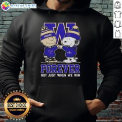 Awesome Peanut Snoopy and Charlie Brown hoodie with Washington Huskies logo, celebrating fandom beyond wins.