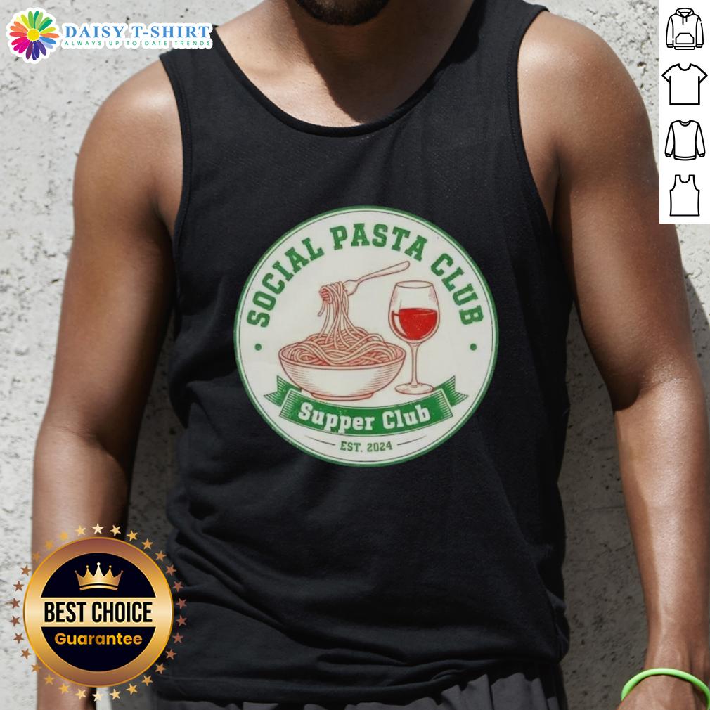 Alt Text: Awesome Retro Social Pasta Club Supper Club Est 2024 Tank Top featuring vibrant design and vintage style.