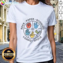 Awesome Rock Paper Scissors Ladies Tee featuring a fun graphic design and comfortable fit for casual wear.