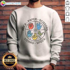 Awesome Rock Paper Scissors sweatshirt featuring a fun design, perfect for game enthusiasts and casual wear.