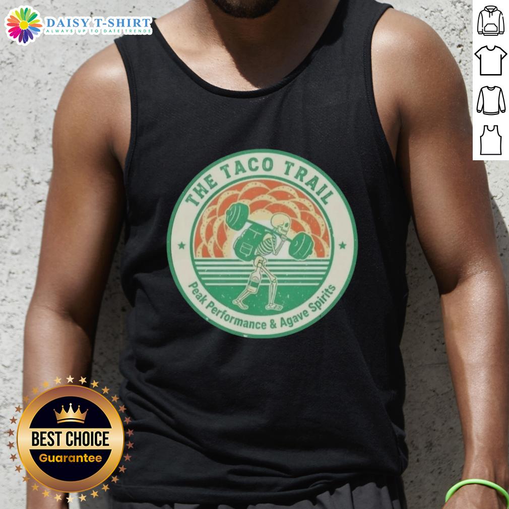 Awesome Skeleton The Taco Trail tank top featuring vibrant graphics, perfect for peak performance and agave spirits lovers.