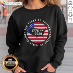 Good American Freedom 250th Anniversary sweatshirt featuring a US map design, celebrating 1776-2026.