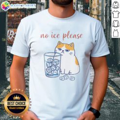 Good Cat No Ice Please Caricature T-Shirt featuring a playful cat design, perfect for cat lovers and quirky fashion.