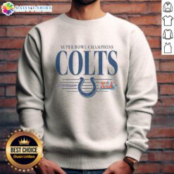 Vintage Indianapolis Colts NFL Super Bowl Champions sweatshirt featuring the team's classic logo and championship design.