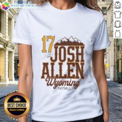 Good Josh Allen 17 Wyoming Cowboys Football Mountain Signature Ladies Tee showcasing team pride and stylish design.