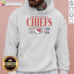 Alt Text: Vintage Kansas City Chiefs NFL Super Bowl Champions hoodie featuring the team's logo and championship details.