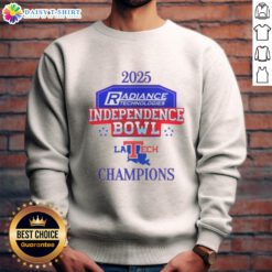 Good Louisiana Tech Bulldogs 2025 Independence Bowl Champions logo sweatshirt showcasing team pride and victory.