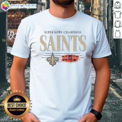 Vintage New Orleans Saints NFL Super Bowl Champions logo T-shirt, showcasing the team's iconic championship design.