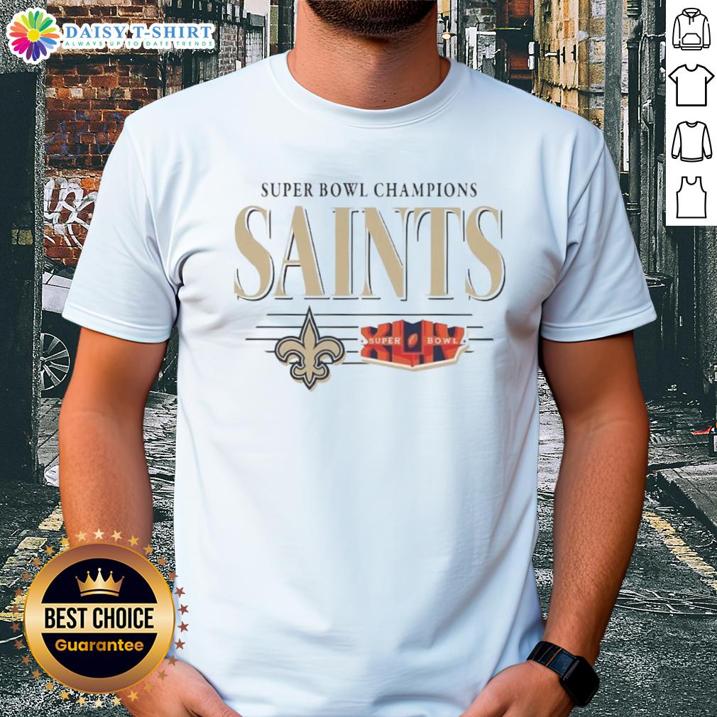 Vintage New Orleans Saints NFL Super Bowl Champions logo T-shirt, showcasing the team's iconic championship design.