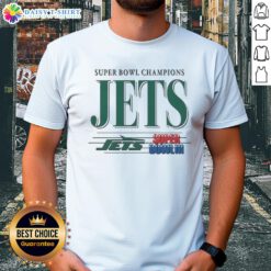 Alt Text: Vintage New York Jets NFL Super Bowl Champions T-Shirt featuring the team's classic logo and championship design.