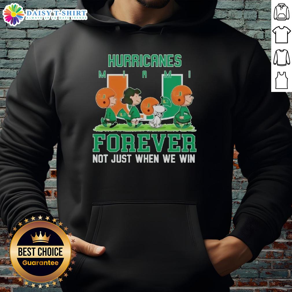 Good Peanuts Miami Hurricanes Forever hoodie featuring bold graphics and vibrant colors, perfect for fans year-round.