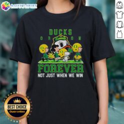 Good Peanuts Oregon Ducks Forever tee for ladies, celebrating team spirit beyond just winning games.