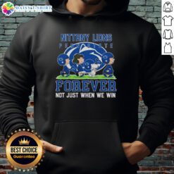 Good Peanuts Penn State Nittany Lions Forever hoodie in navy blue, showcasing team spirit beyond just winning.