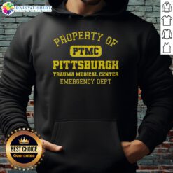 Good Pittsburgh Trauma Medical Center hoodie in navy blue, showcasing the logo and comfortable design for fans.