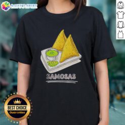 Good Samosa Lover Indian Snack Tee featuring vibrant samosas, perfect for foodies who adore Indian cuisine.
