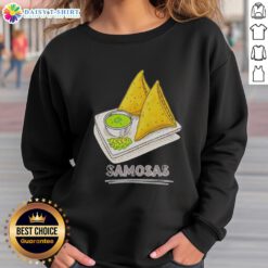 Cozy sweatshirt featuring 'Good Samosa Lover' design, perfect for Indian snack enthusiasts and foodies who love samosas.