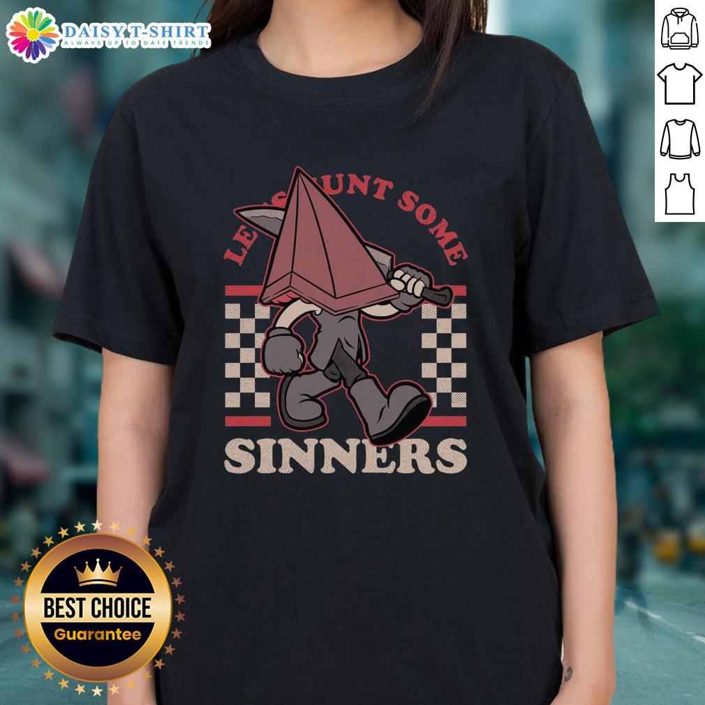 Good Silent Hill Pyramid Let's Hunt Some Sinners ladies tee featuring iconic horror game graphics and stylish design.