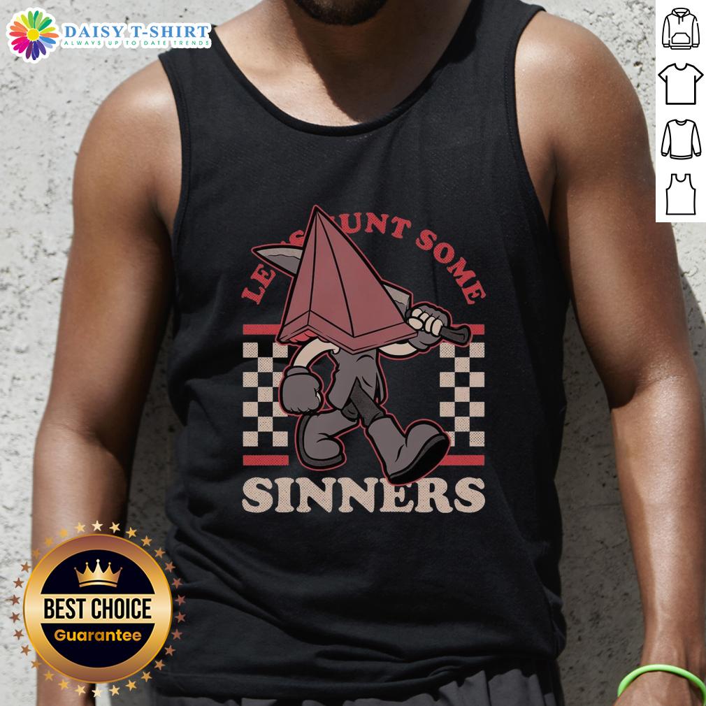 Good Silent Hill Pyramid Let's Hunt Some Sinners tank top featuring a chilling design for horror game fans.