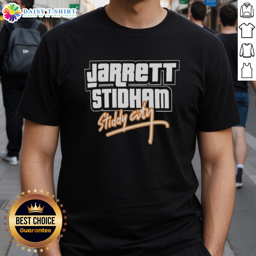 Good Stiddy City GTA Vice City style t-shirt featuring Jarrett Stidham for Denver Broncos fans, vibrant graphic design.