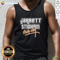 Jarrett Stidham Denver Broncos tank top in GTA Vice City style, featuring vibrant colors and retro graphics.