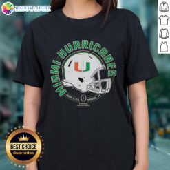 Happy Miami Hurricanes CFP National Championship 2026 ladies tee showcasing team pride in Miami, FL.