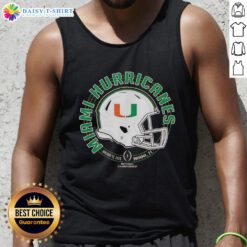 Alt Text: Happy Miami Hurricanes fans wearing 2026 CFP National Championship tank tops in Miami, FL, celebrating their team.