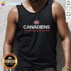 Nice Alexandre Carrier wearing a Montreal Canadiens hockey tank top, showcasing team spirit and sporty style.