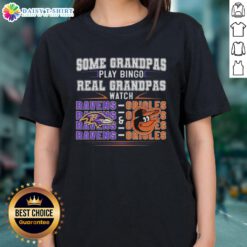 Grandmas enjoying bingo while wearing Baltimore Ravens and Orioles shirts, showcasing team spirit and fun.