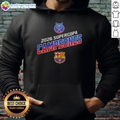 Barcelona FC Supercopa Campeones 2026 hoodie in vibrant colors, celebrating the team's victory, perfect for fans.