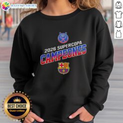Alt Text: Nice Barcelona FC Winners Supercopa Campeones 2026 RFEF Sweatshirt showcasing team pride and championship spirit.