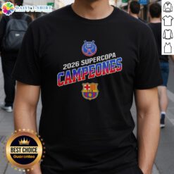 Alt Text: Nice Barcelona FC Winners Supercopa Campeones 2026 RFEF T-Shirt showcasing team pride and championship celebration.